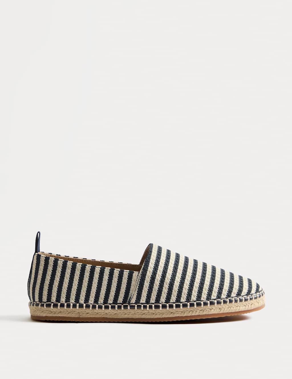 M&S Men's Jute Stripe Slip On Espadrilles - 8 - Navy Mix