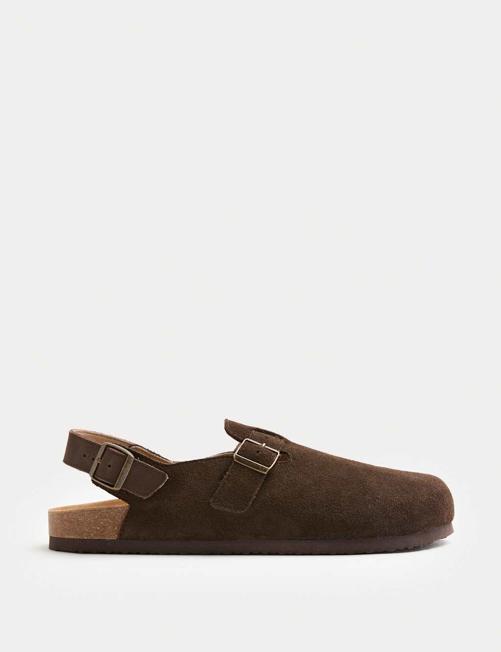 M&S Collection Men's Suede Backstrap Mules - 9 - Brown, Taupe,Brown