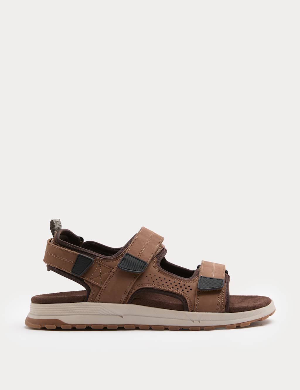 M&S Men's Nubuck Riptape Two Strap Sandals - 10 - Tan