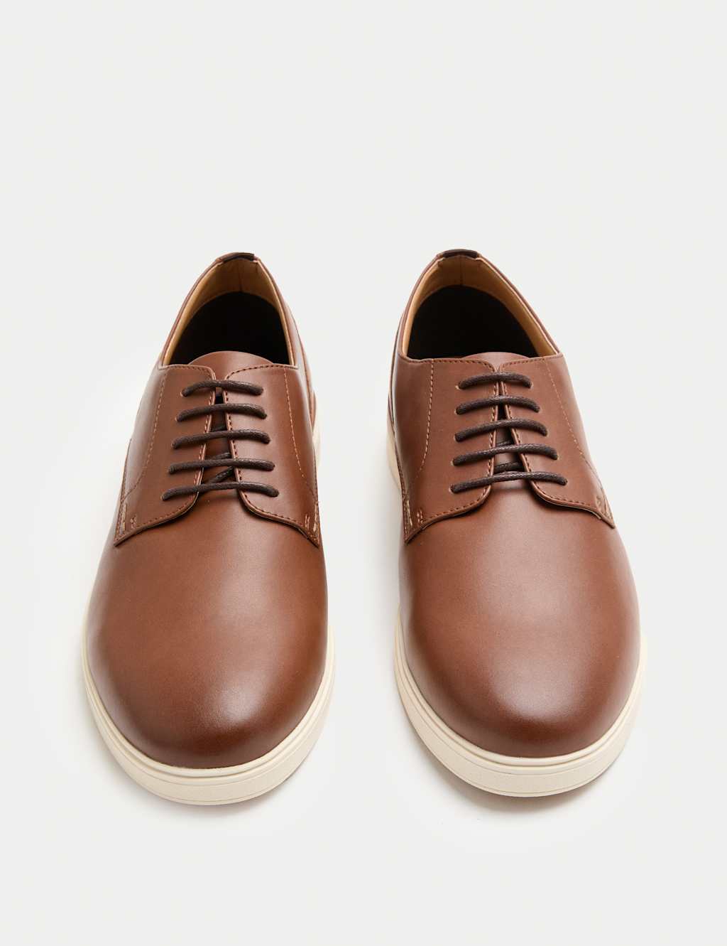 M&S Men's Contrast Sole Derby Shoes - 8 - Tan