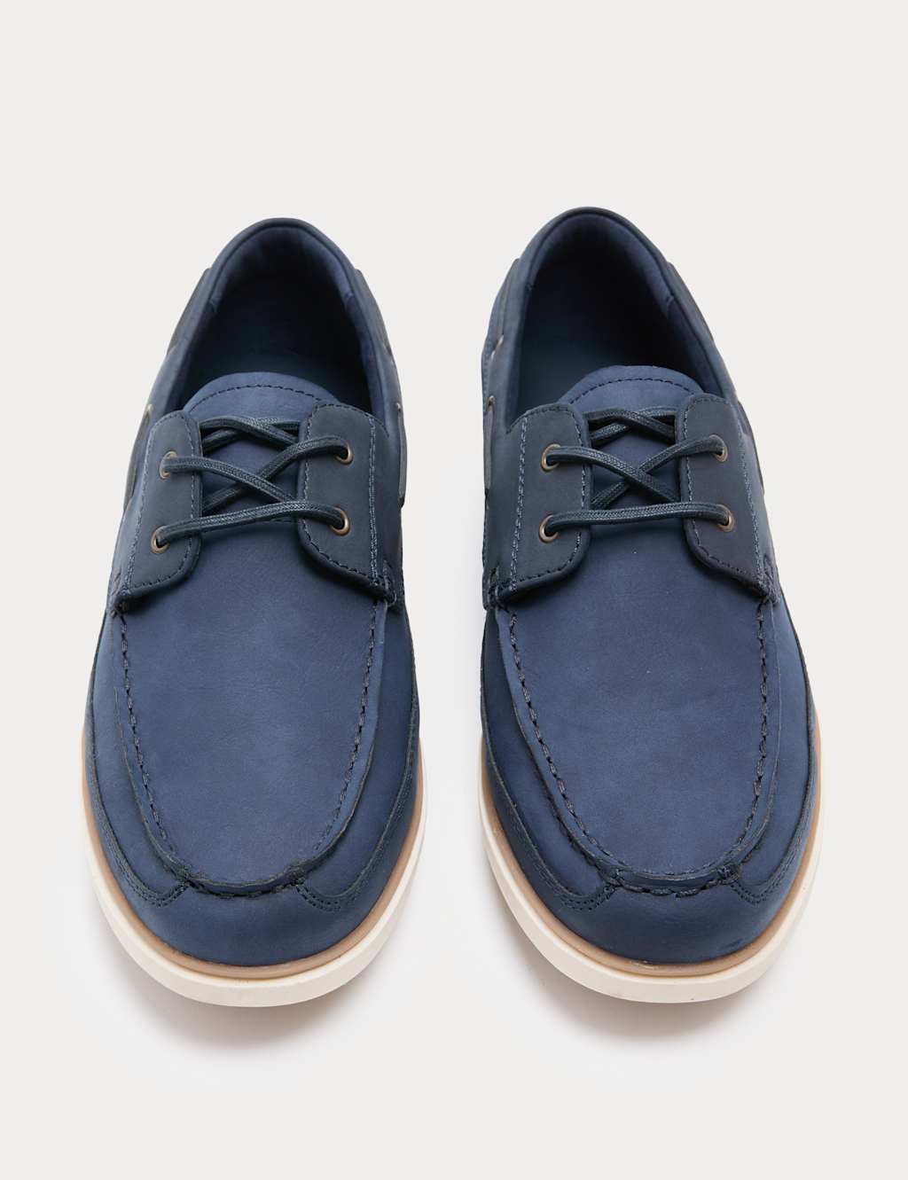 M&S Men's White Sole Deck Shoes - 7 - Navy Mix