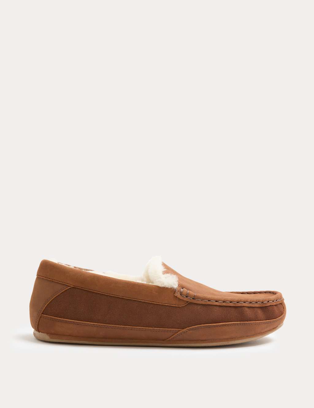 Autograph Leather Shearling Freshfeet Moccasin Slippers Tan