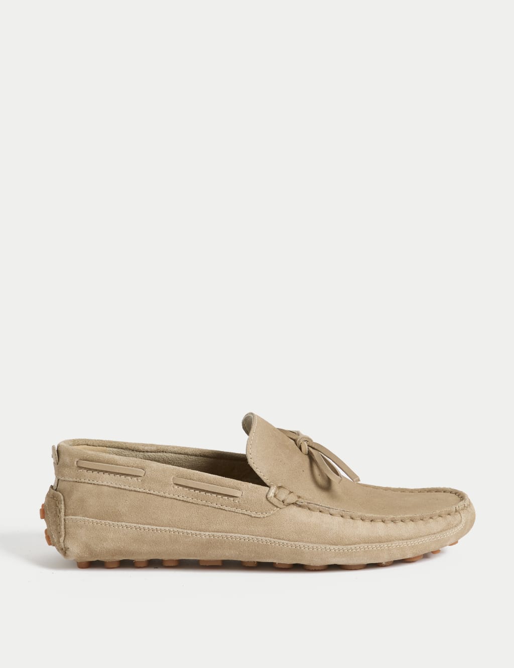 M&S Collection Men's Suede Lace Drivers - 9 - Stone, Khaki,Stone