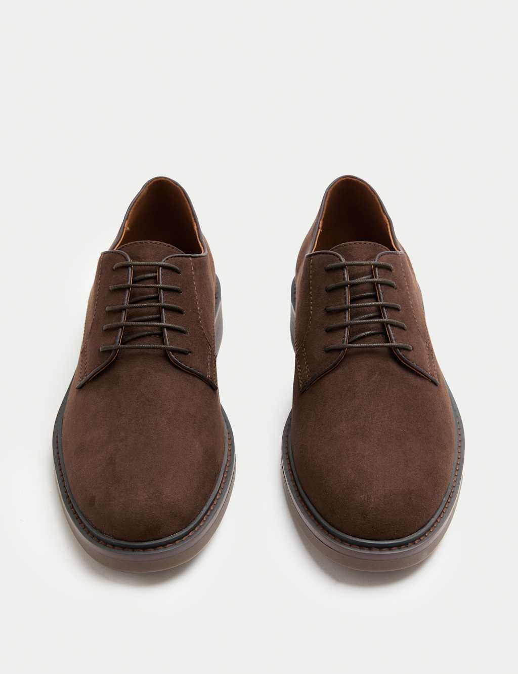 M&S Suedette Derby Shoes Brown