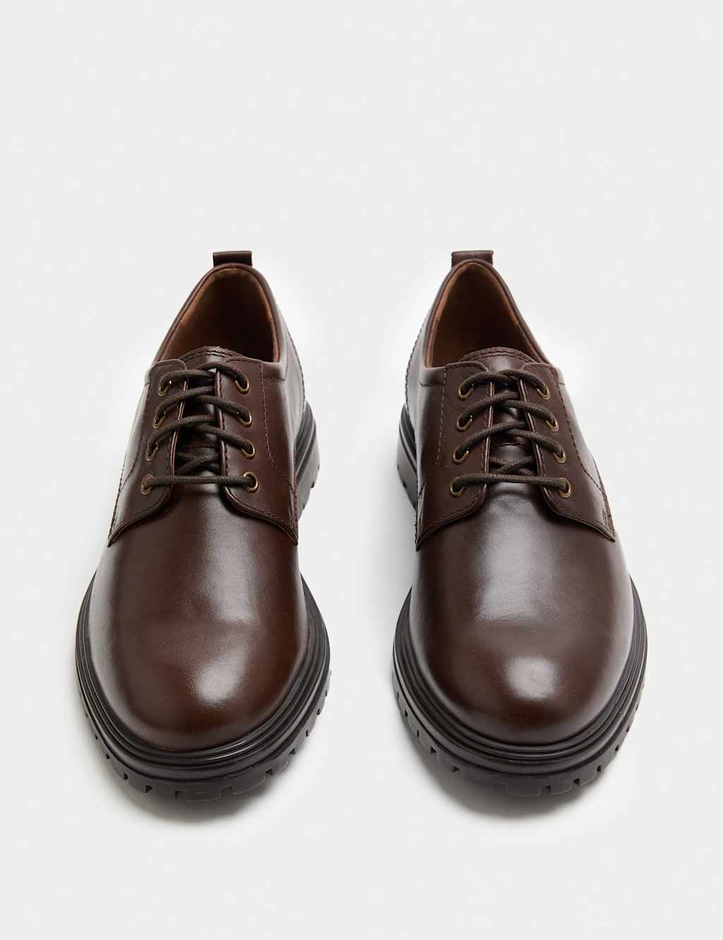 M&S Leather Derby Shoes Dark Brown
