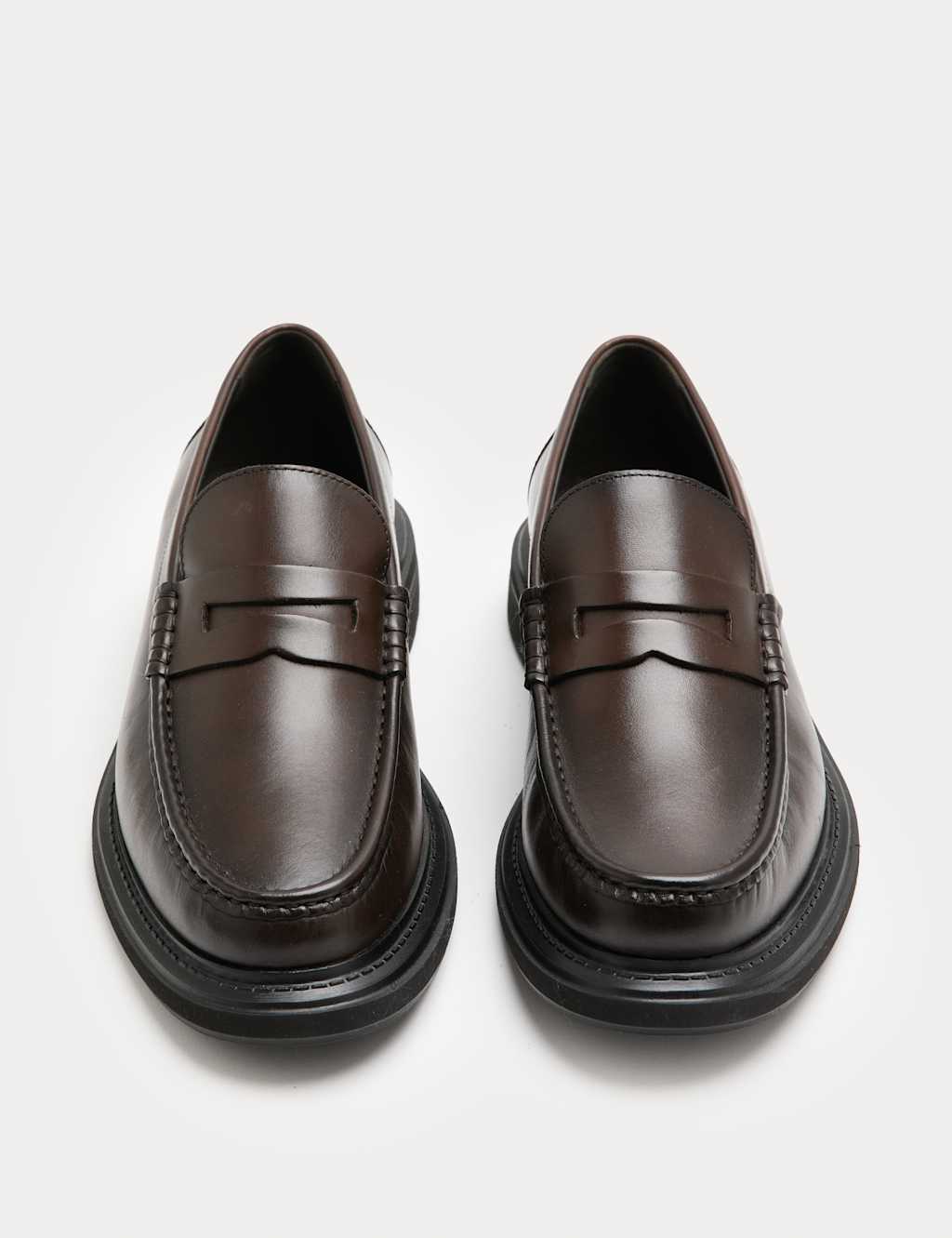 M&S Leather Slip-On Loafers Dark Brown