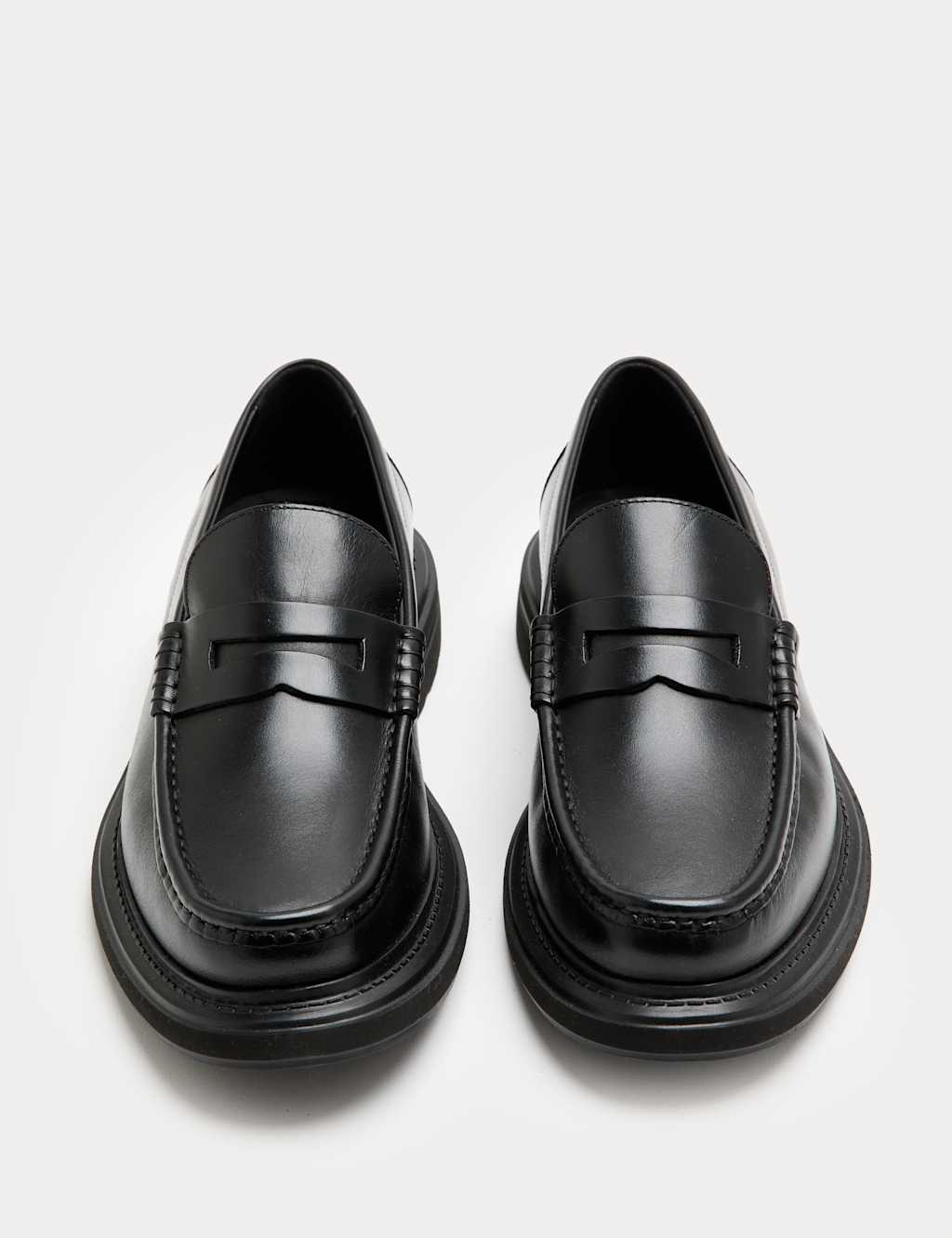 M&S Leather Slip-On Loafers Black