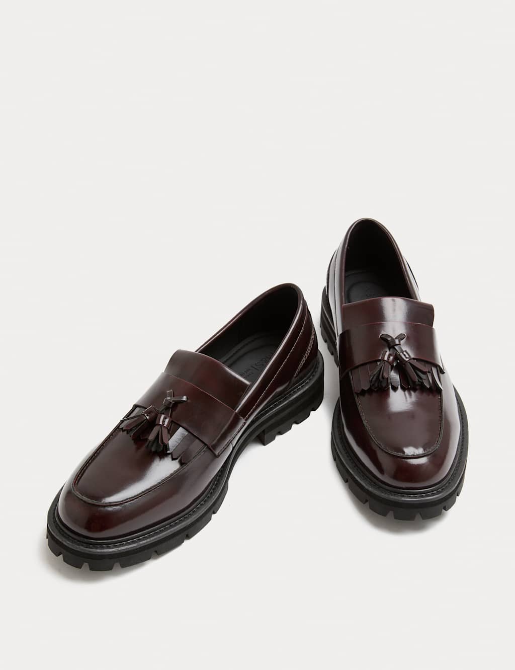 M&S Fringe Cleated Loafers Dark Burgundy