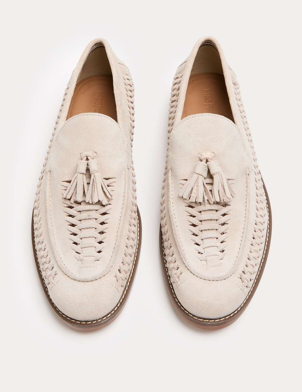 M&S Men's Suede Slip On Loafers - 10½ - Stone