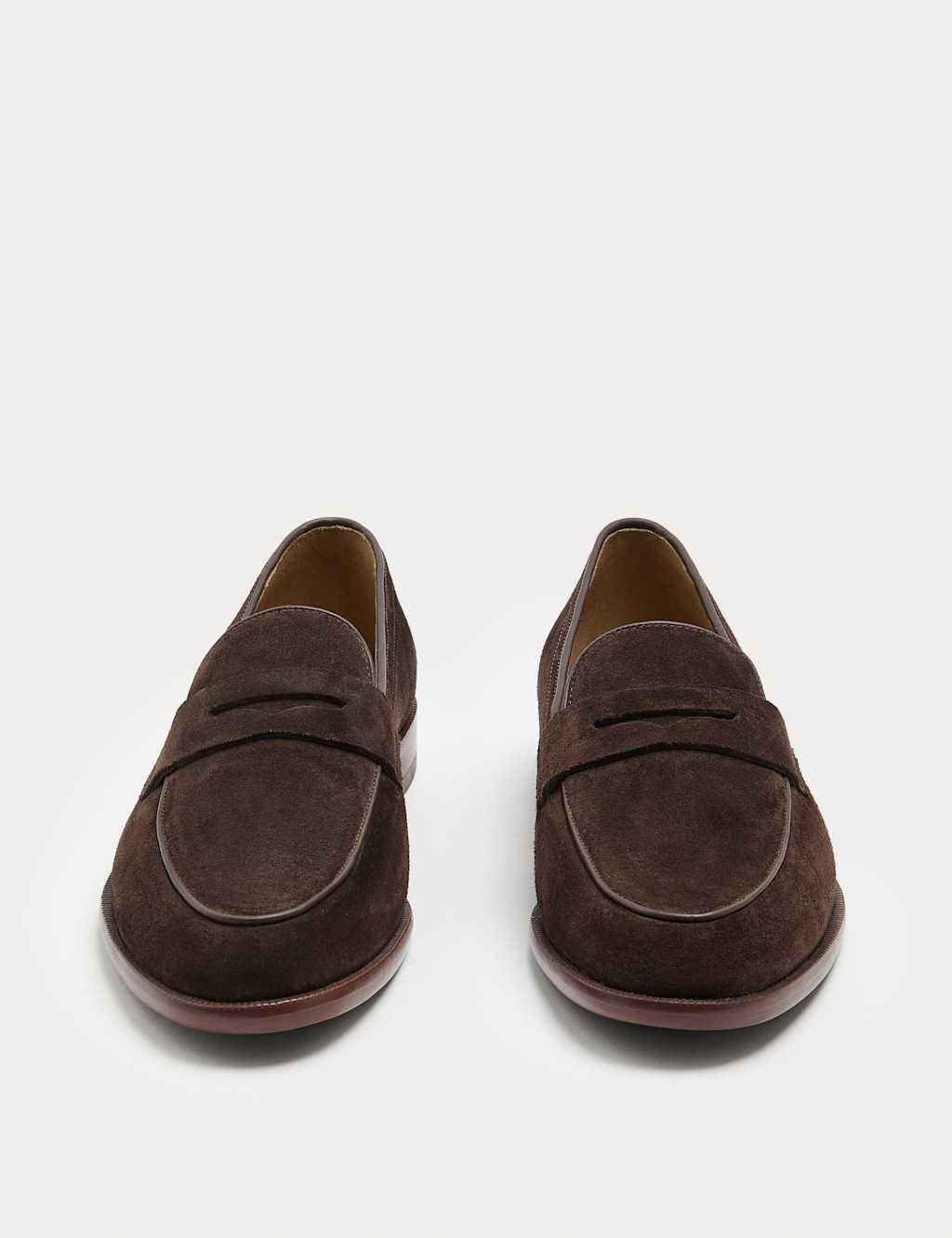 Autograph Men's Suede Saddle Loafers - 6 - Chocolate