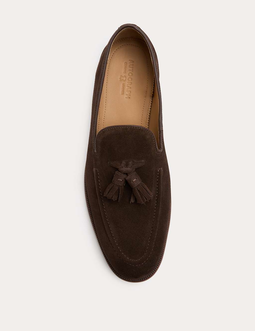 M&S Men's Suede Tassel Loafers - 9 - Chocolate