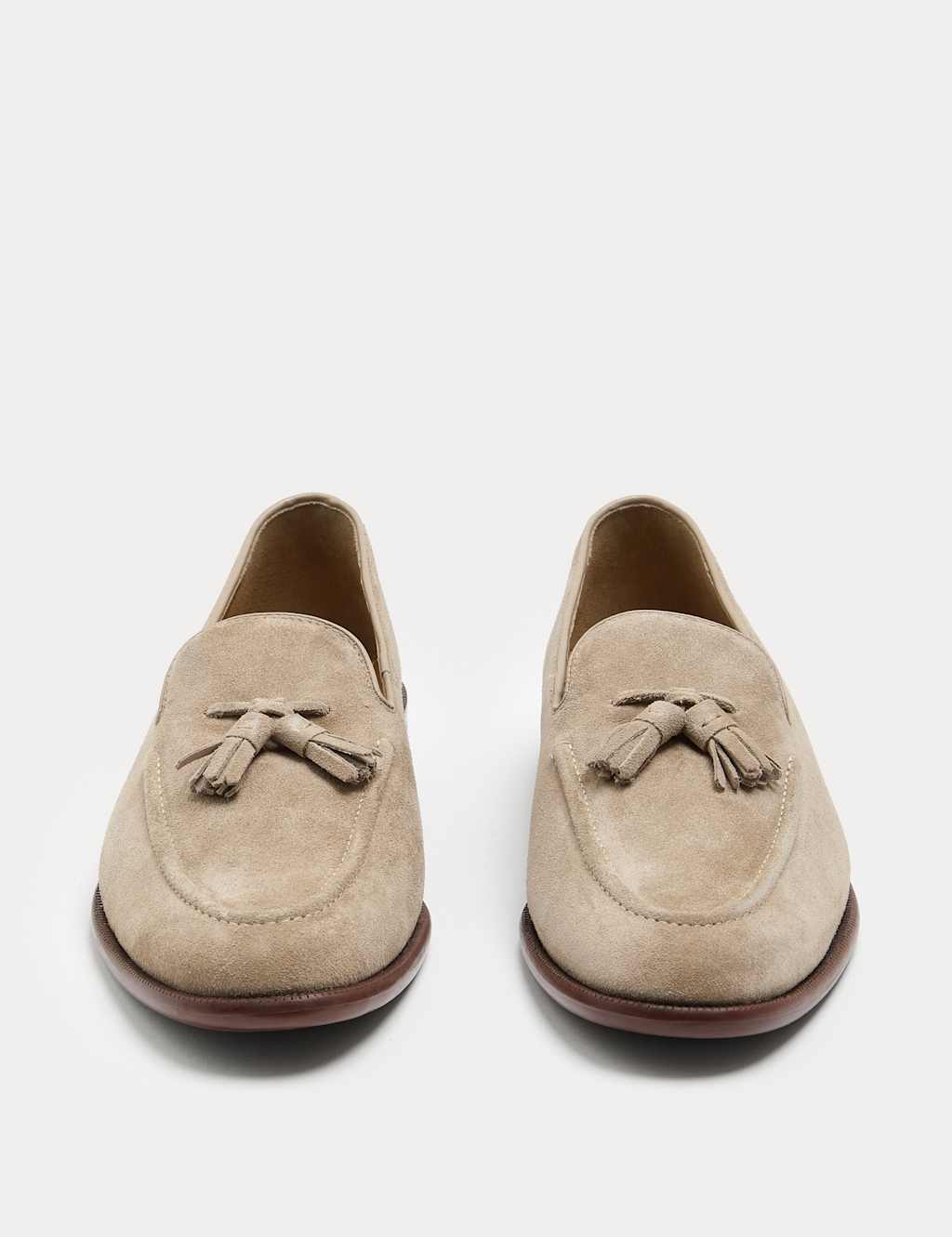 M&S Men's Suede Tassel Loafers - 8½ - Stone