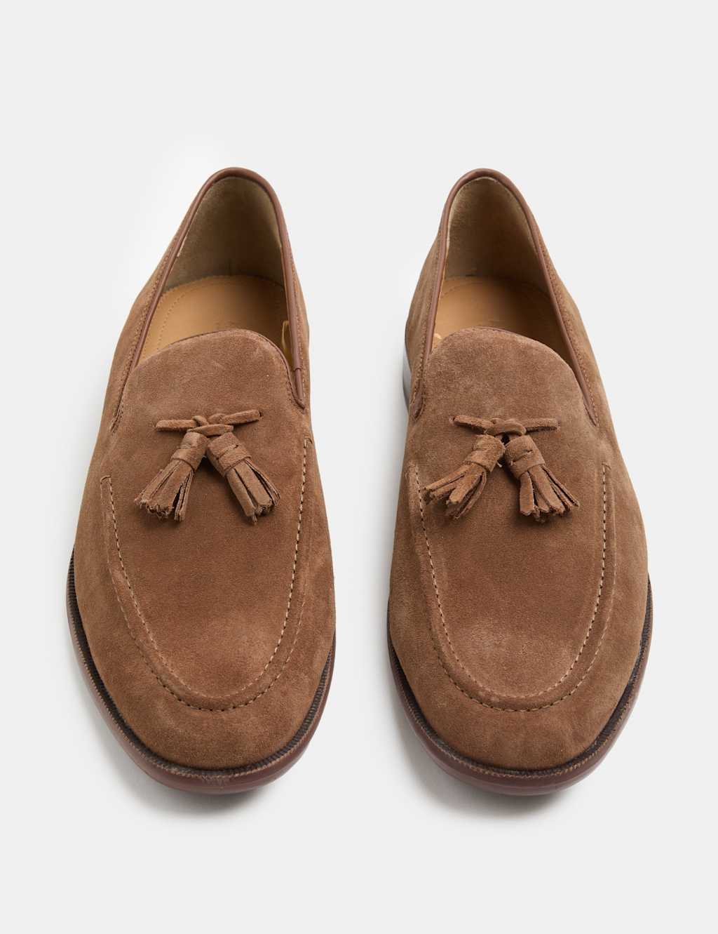 M&S Men's Suede Tassel Loafers - 11 - Tan