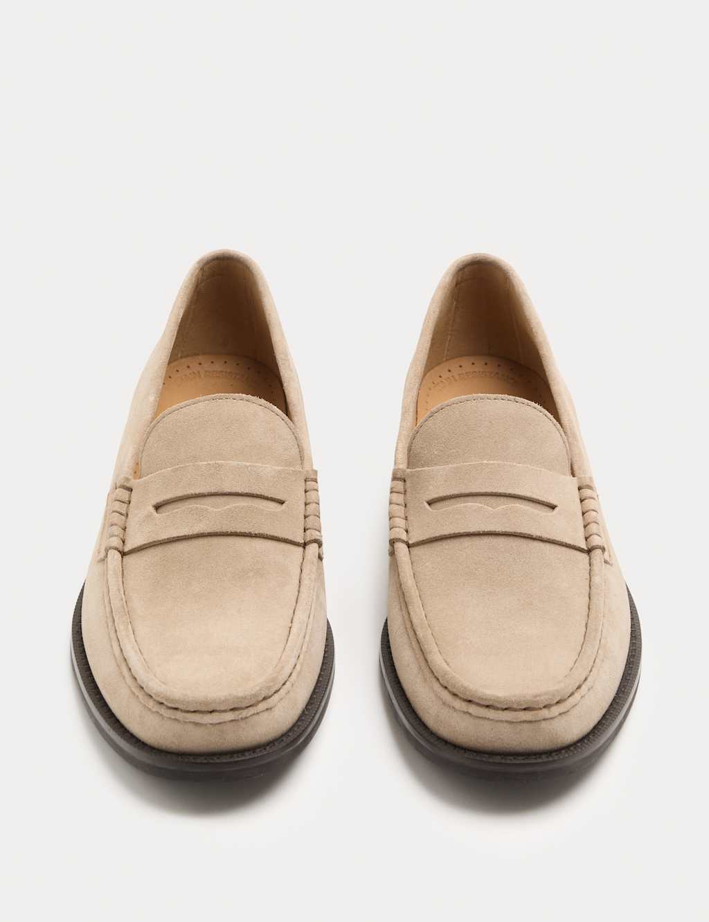 M&S Men's Suede Penny Loafers - 9½ - Stone