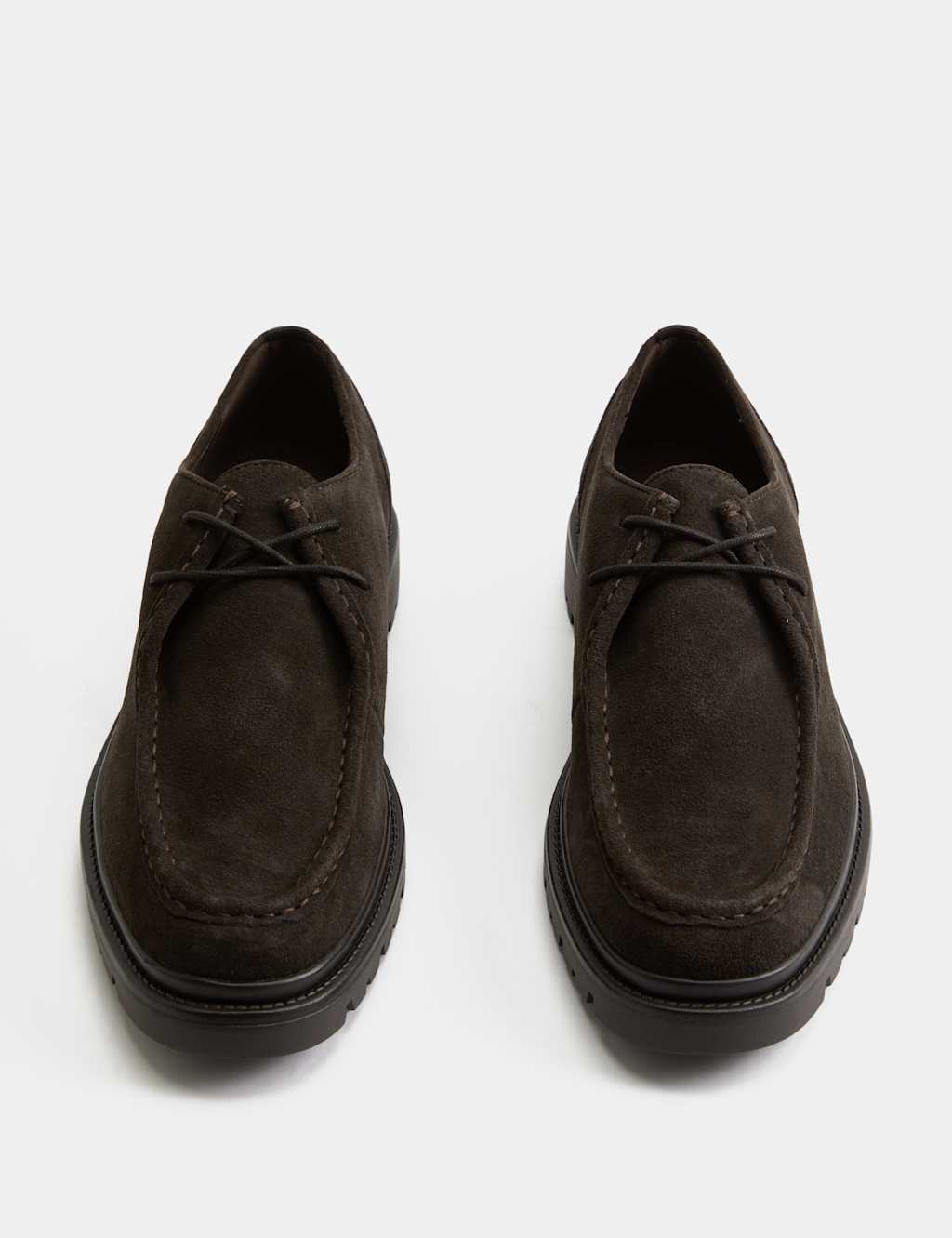 M&S Men's Suede Chunky Sole Apron Shoes - 8½ - Dark Brown