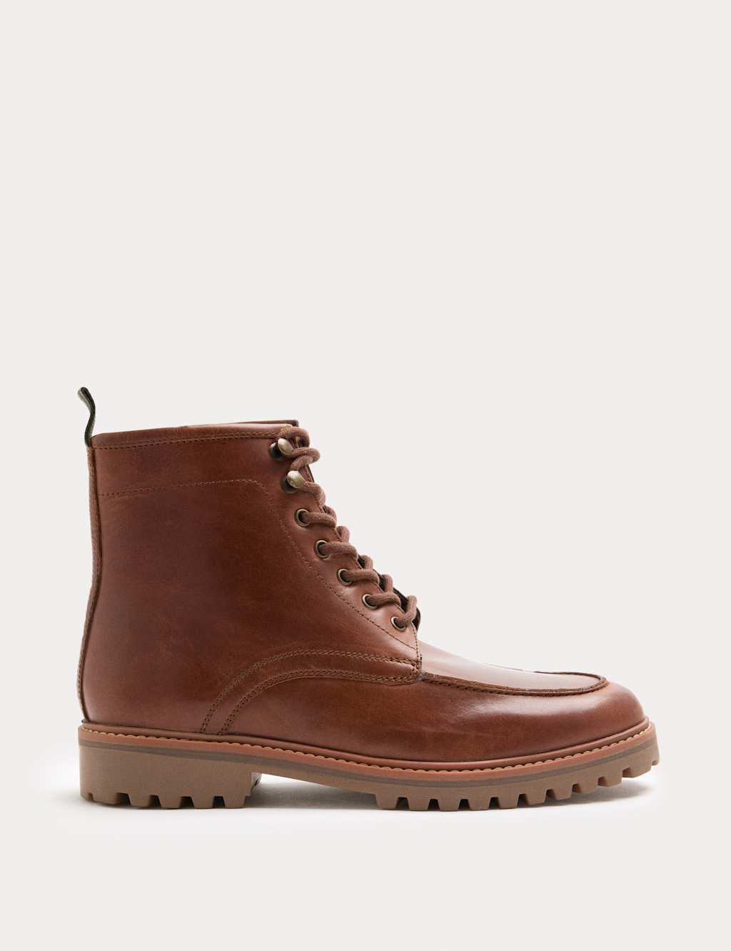 M&S Leather Side Zip Casual Boots Tan
