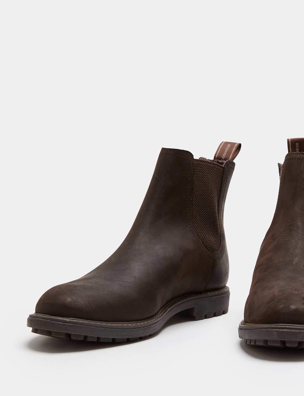 M&S Men's Wide Fit Waterproof Nubuck Chelsea Boots - 10½ - Dark Brown