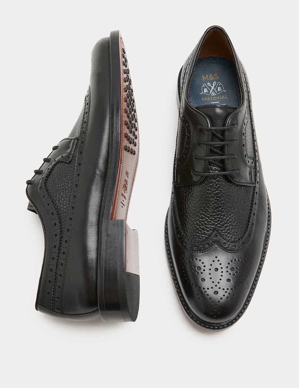 M&S Sartorial Men's Leather Brogues - 9 - Black