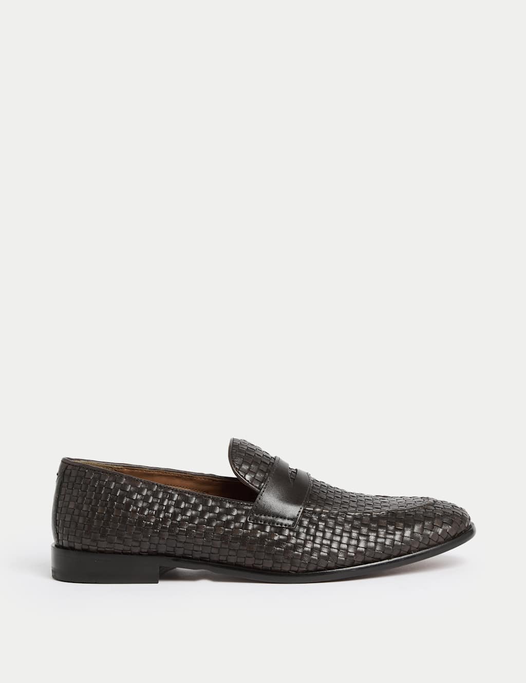 Woven Leather Slip-On Loafers