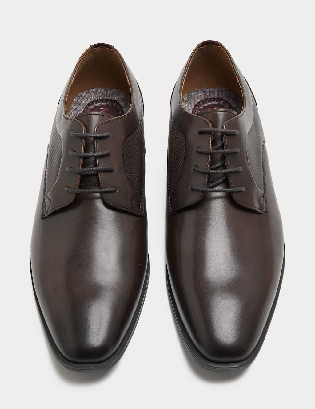 M&S Men's Leather Derby Shoes - 11 - Dark Brown
