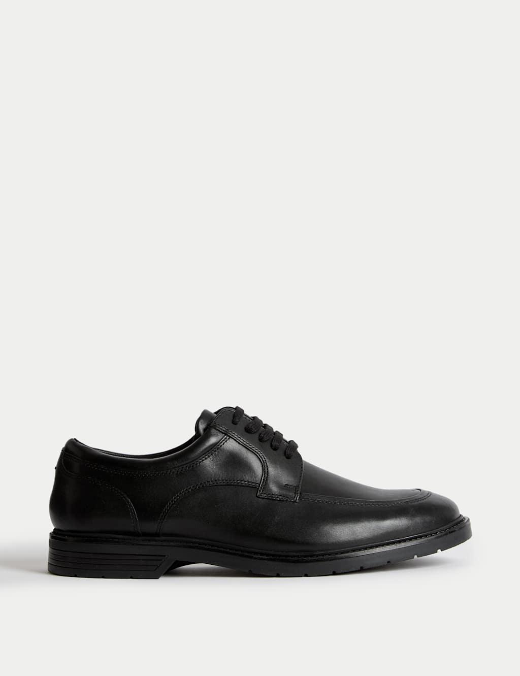 M&S Wide Fit Smart Step Leather Derby Shoes Black