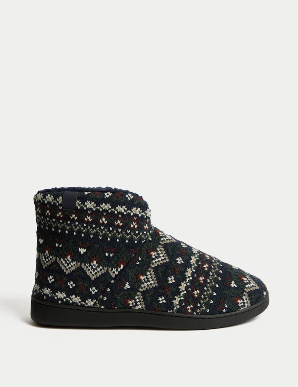 M&S Fair Isle Slipper Boots with Freshfeet Navy Mix
