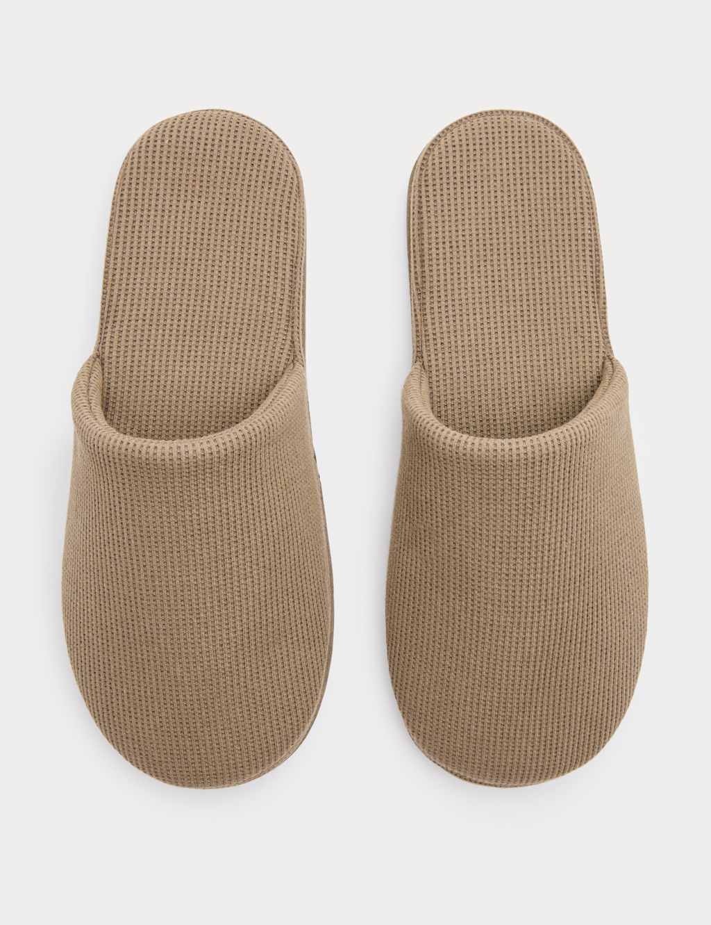 M&S Men's Micro Waffle Mule Slippers with Freshfeet - 7 - Beige