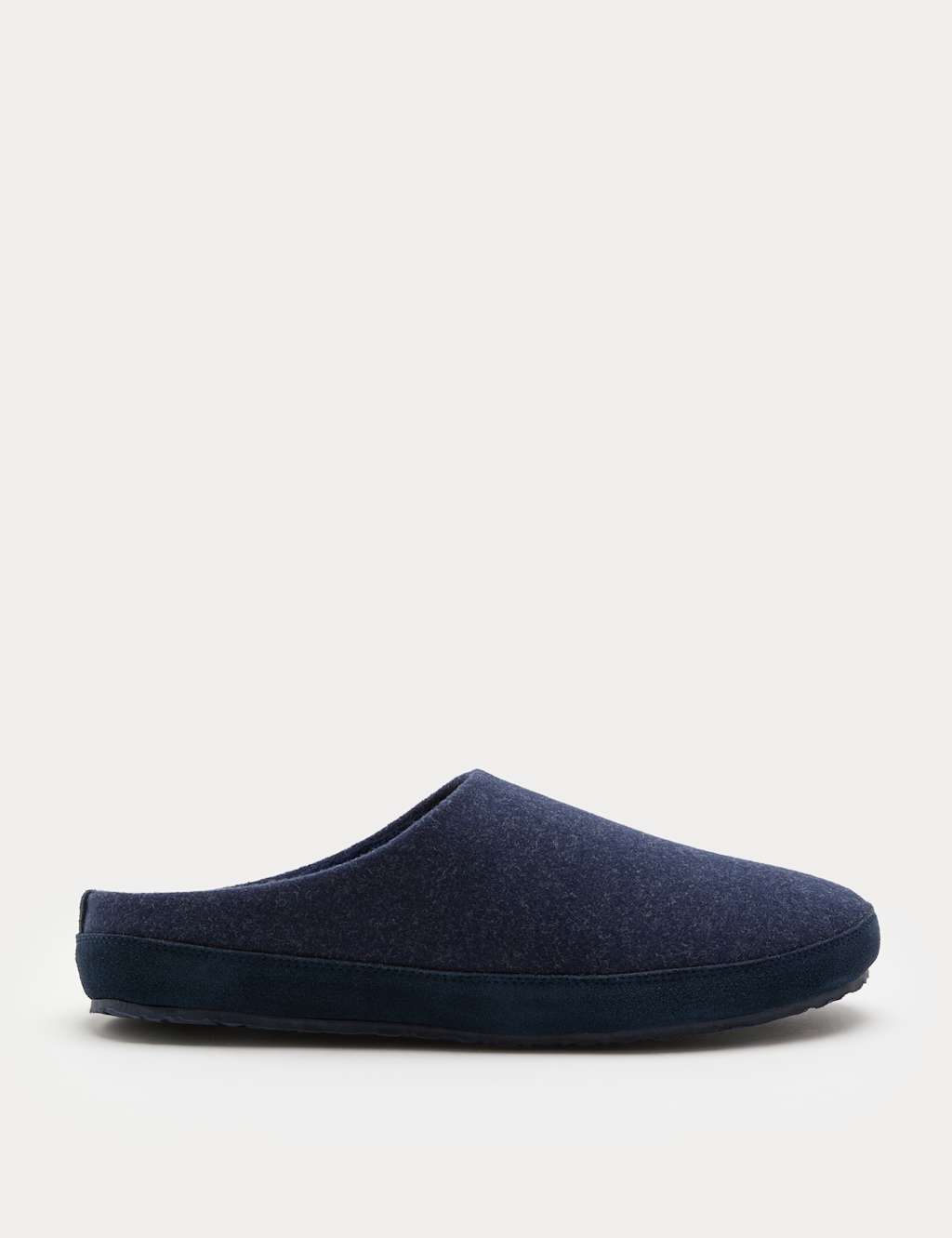 M&S Men's Felt Mule Slippers with Freshfeet - 7 - Navy Mix