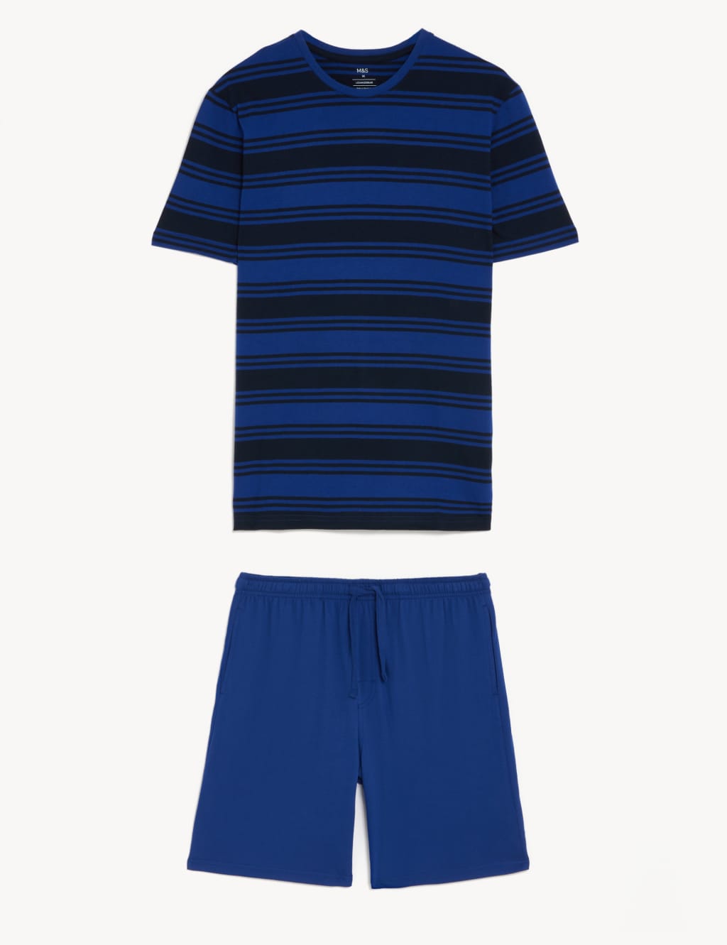 M&S Pure Cotton Striped Pyjama Set Cobalt