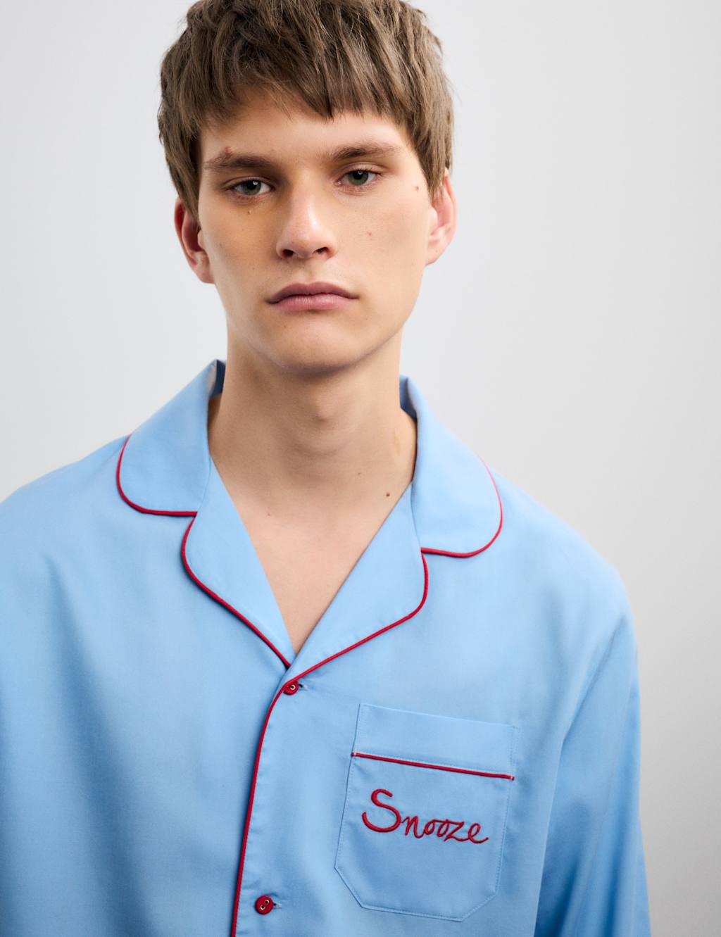 M&S x Bella Freud Pure Cotton 'Snooze' Pyjama Set Chambray