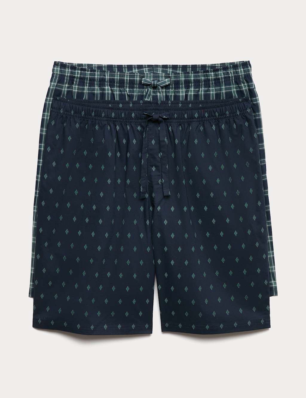 M&S Men's 2 Pack Pure Cotton Pyjama Shorts - XL - Navy Mix