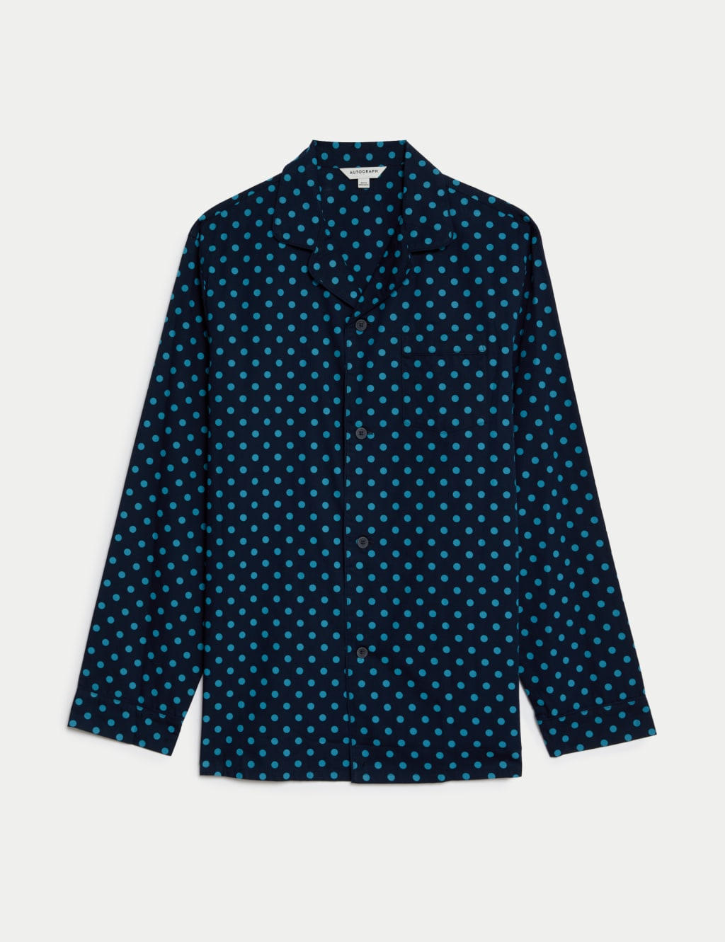 Autograph Cotton Rich Polka Dot Pyjama Shirt Navy Mix