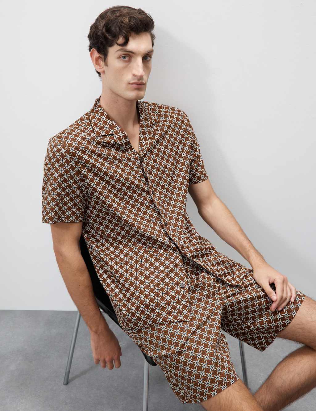 Cotton Rich Geometric Print Pyjama Top