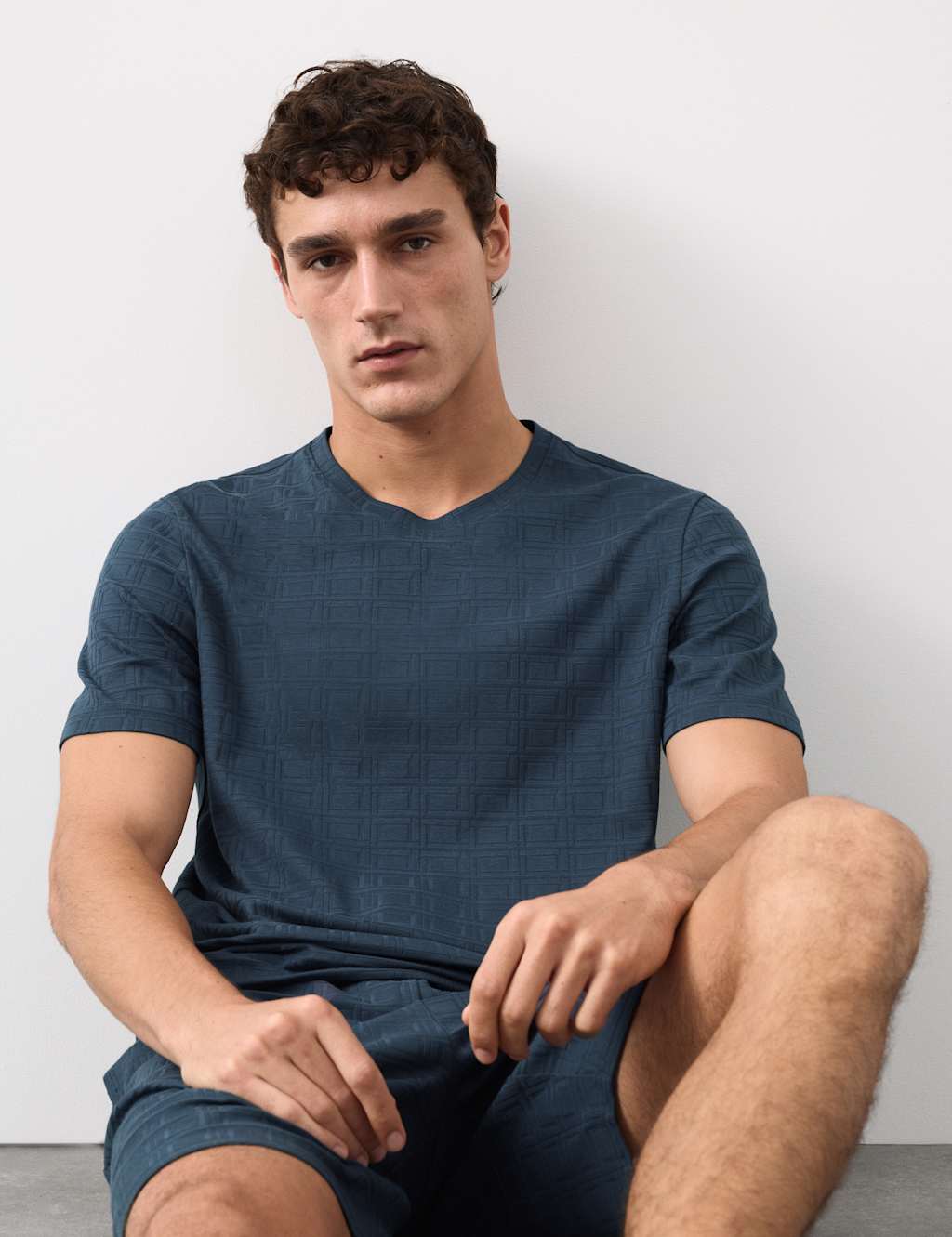 Autograph Supima CottonRich Stretch Jacquard T Shirt Dark Ink