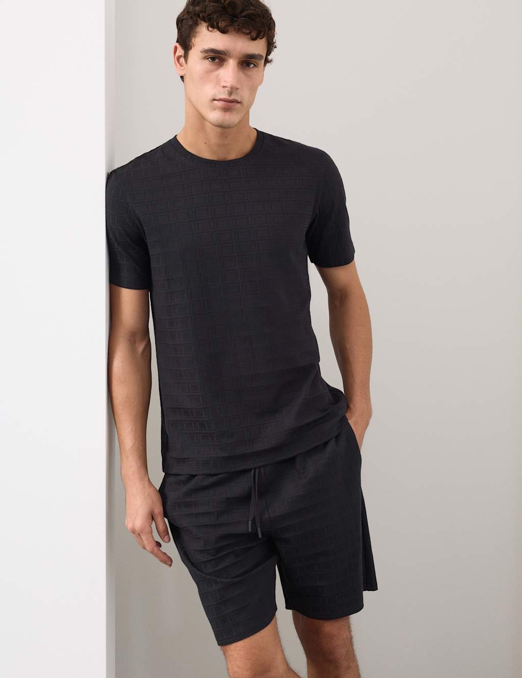 Autograph Supima Cotton Rich Jacquard Pyjama Shorts Black