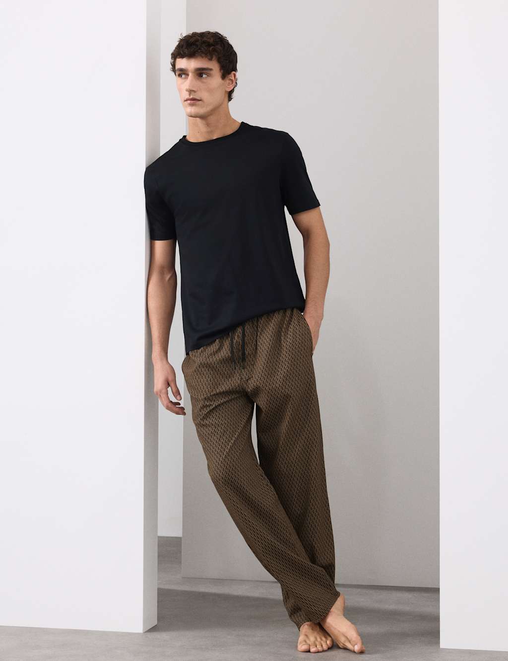 Autograph Cotton Rich Geometric Print Pyjama Bottoms Black Mix