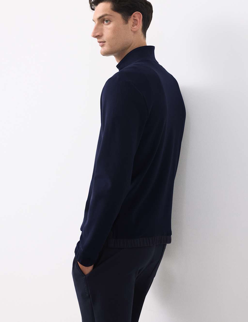 Autograph Luxury Fleece Half Zip Loungewear Top Navy