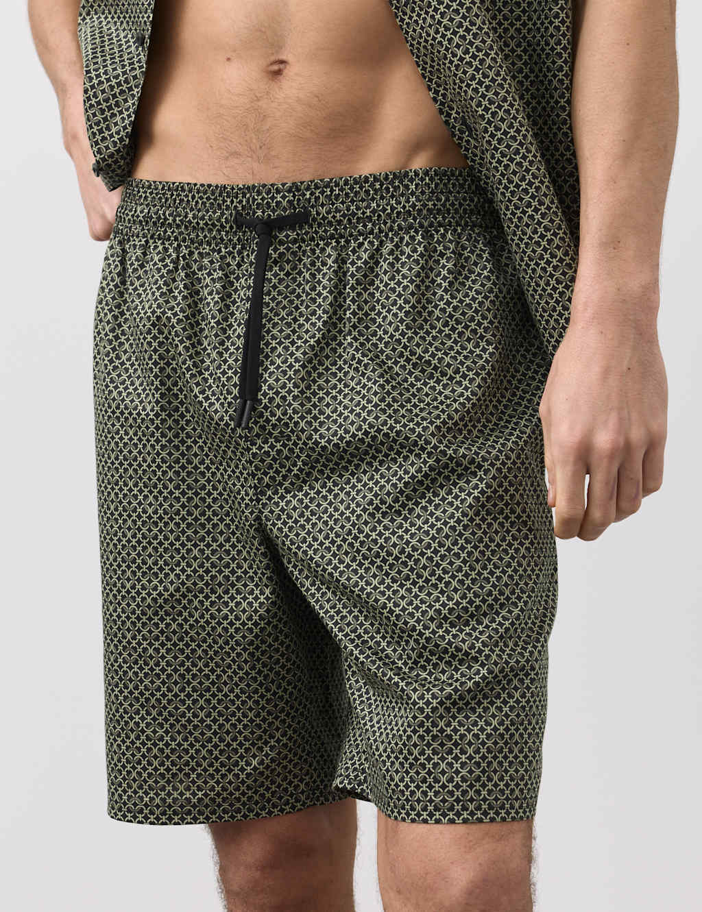 Autograph Men's Cotton Rich Printed Pyjama Shorts - 3XL - Green Mix