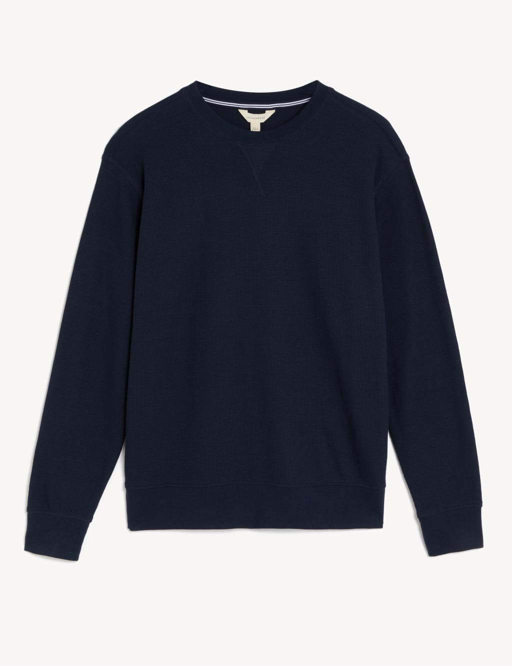 M&S Cotton Supersoft Waffle Loungewear Sweatshirt Dark Navy