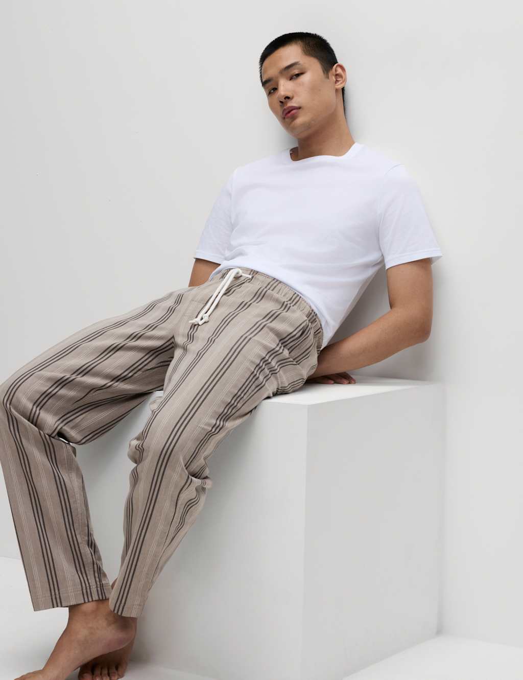 Pure Cotton Striped Loungewear Bottoms