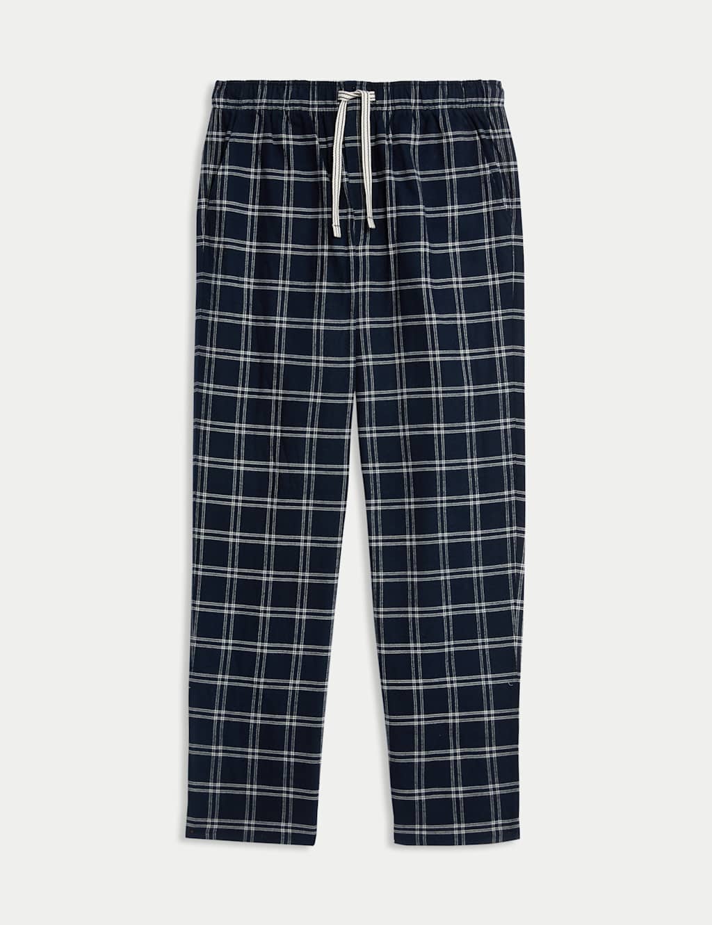 M&S Men's Pure Cotton Checked Pyjama Bottoms - S - Navy Mix