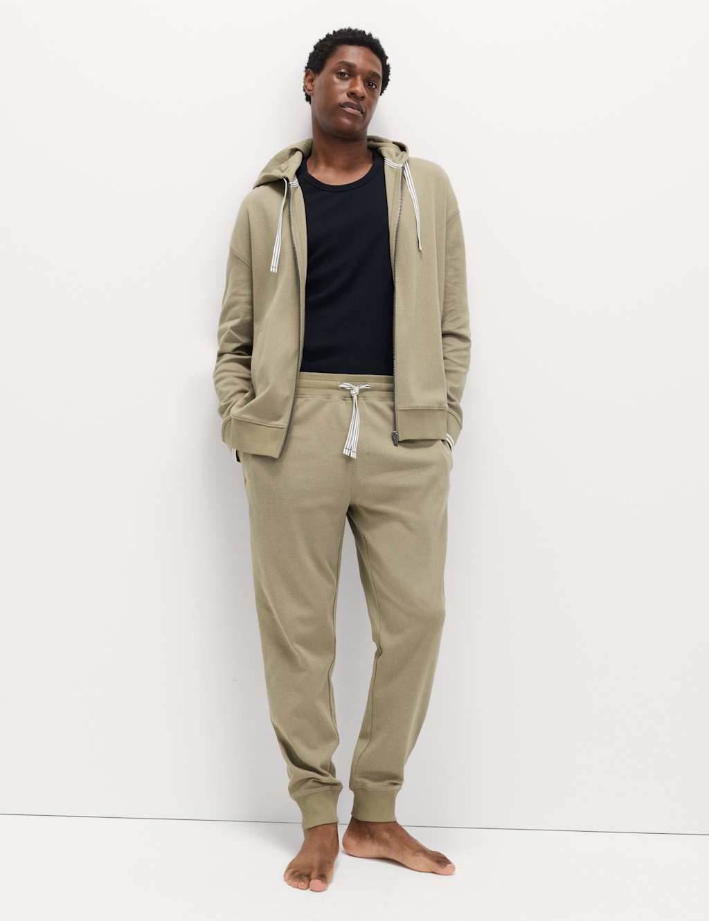 M&S Men's Cotton Rich Zip Up Hoodie - XL - Neutral