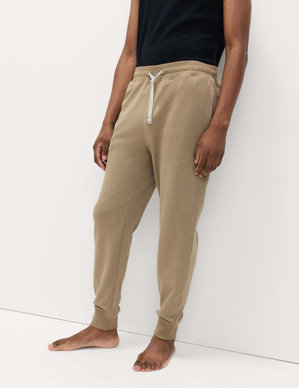 M&S Men's Regular Fit Cotton Rich Joggers - XL - Neutral