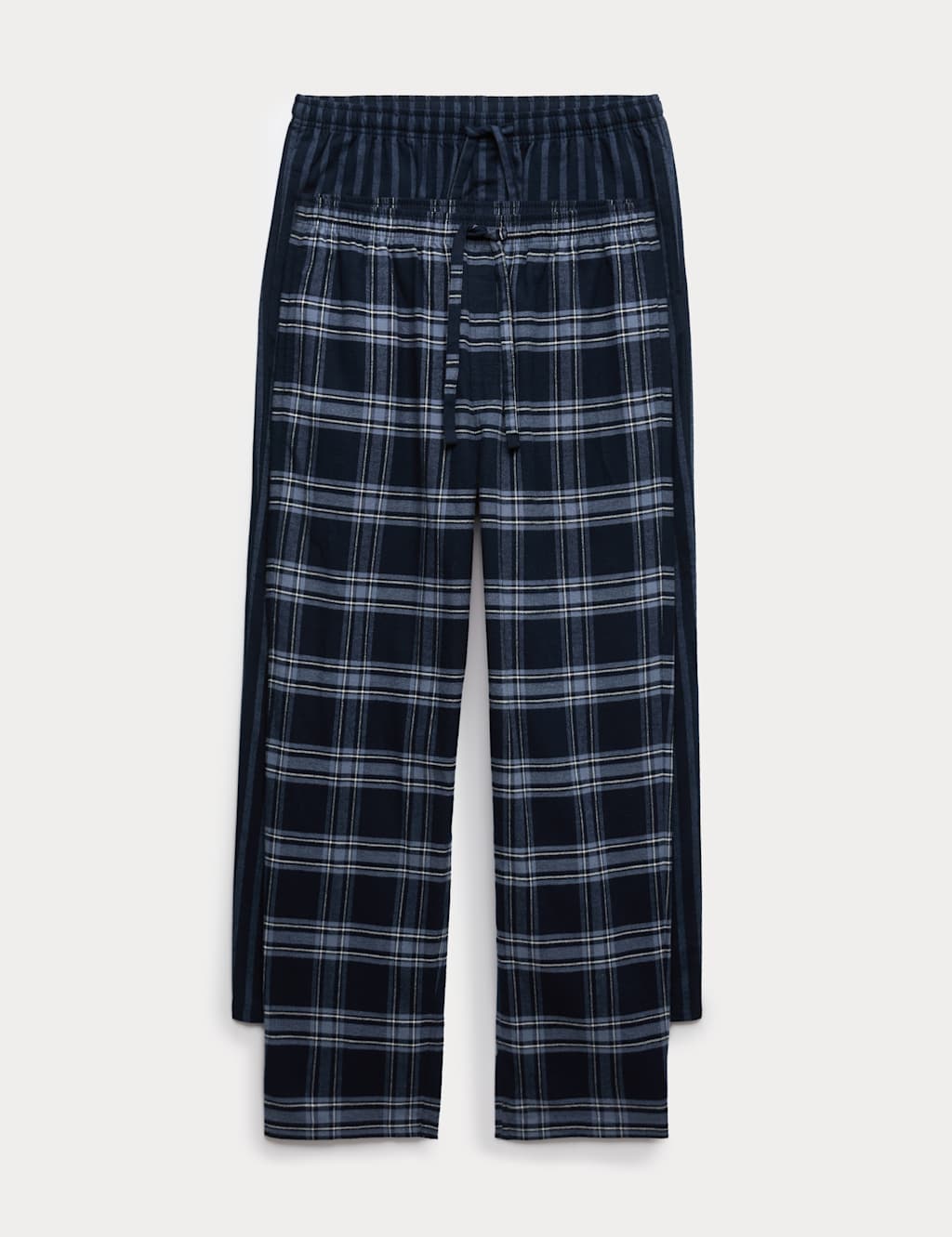 M&S 2 Pack Brushed Cotton Pyjama Bottoms Navy Mix