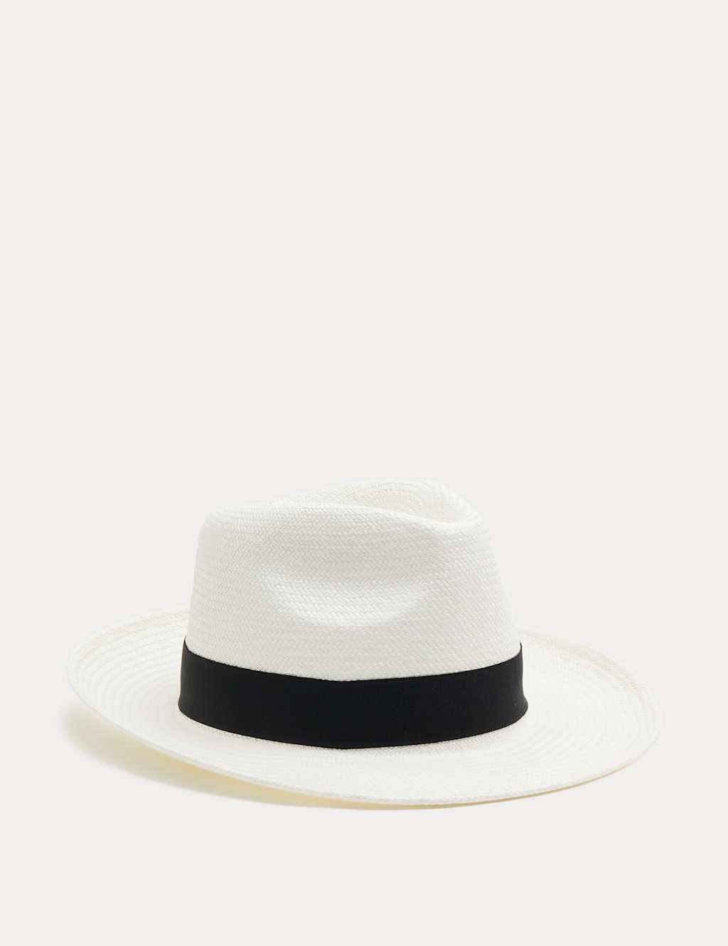 M&S Men's Textured Panama Hat - S - M - White Mix
