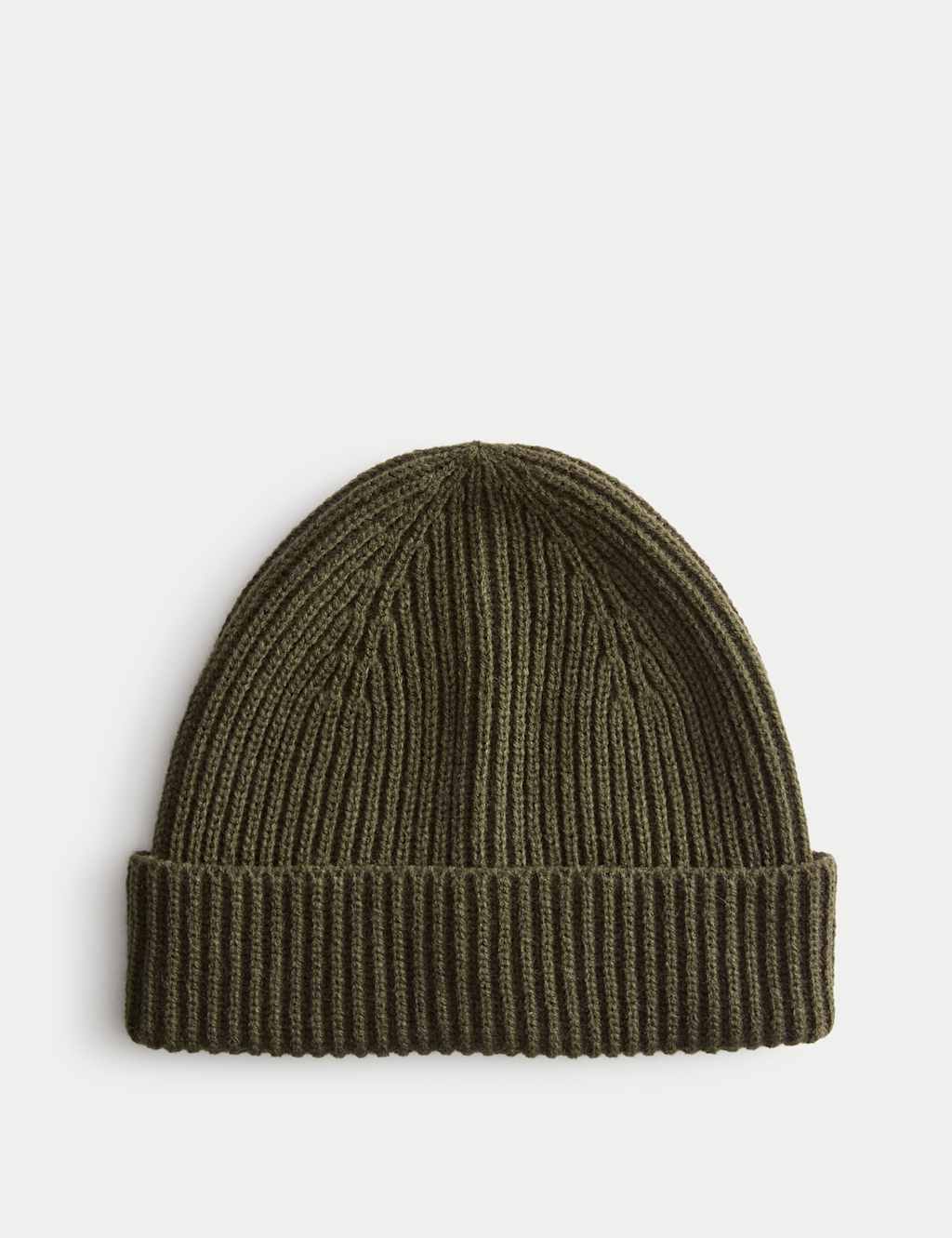 M&S Ribbed Knitted Beanie Hat Khaki