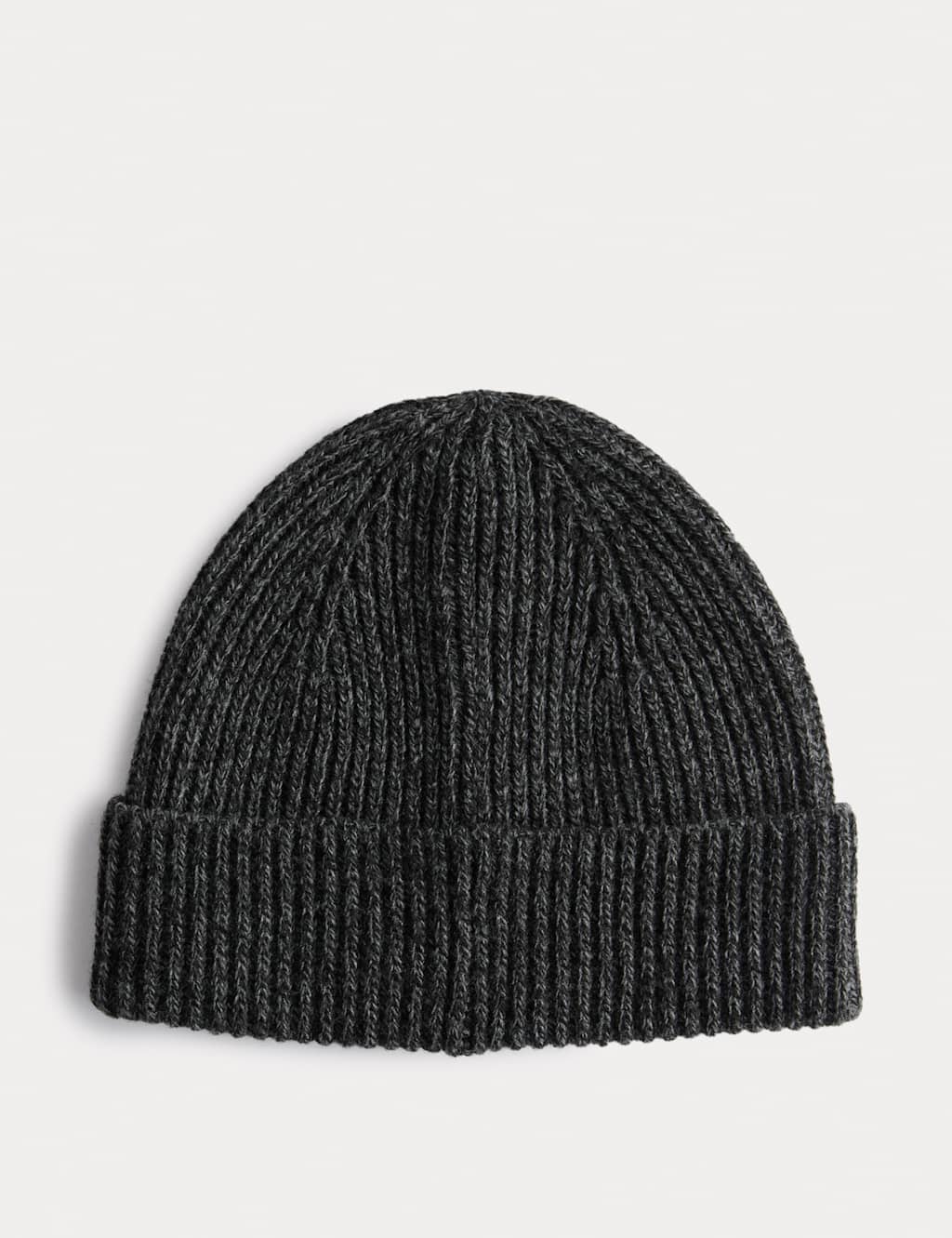 M&S Ribbed Knitted Beanie Hat Charcoal