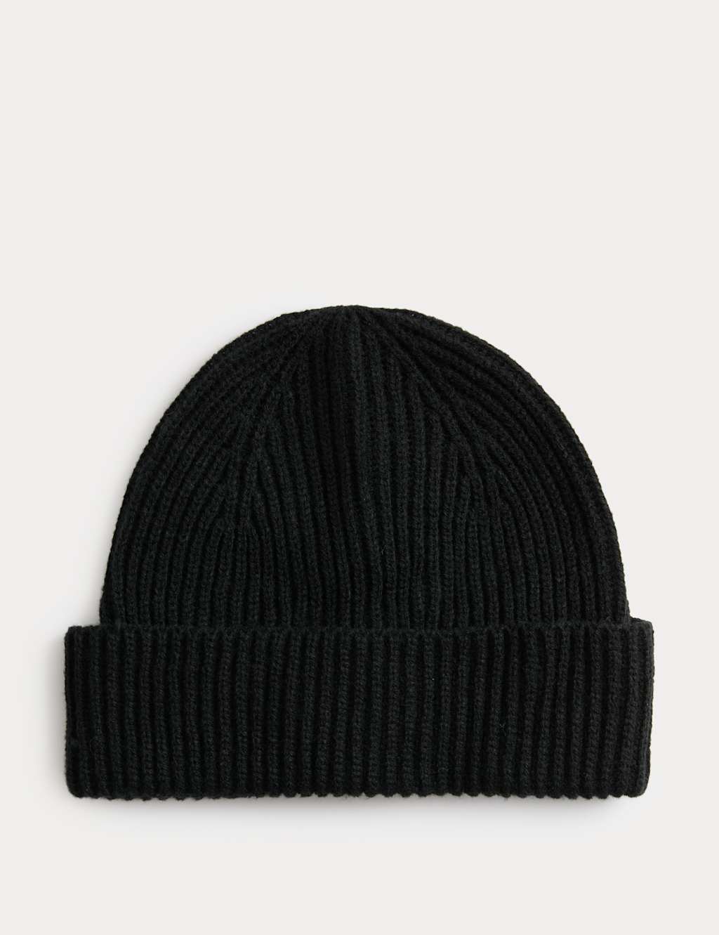 M&S Ribbed Knitted Beanie Hat Black