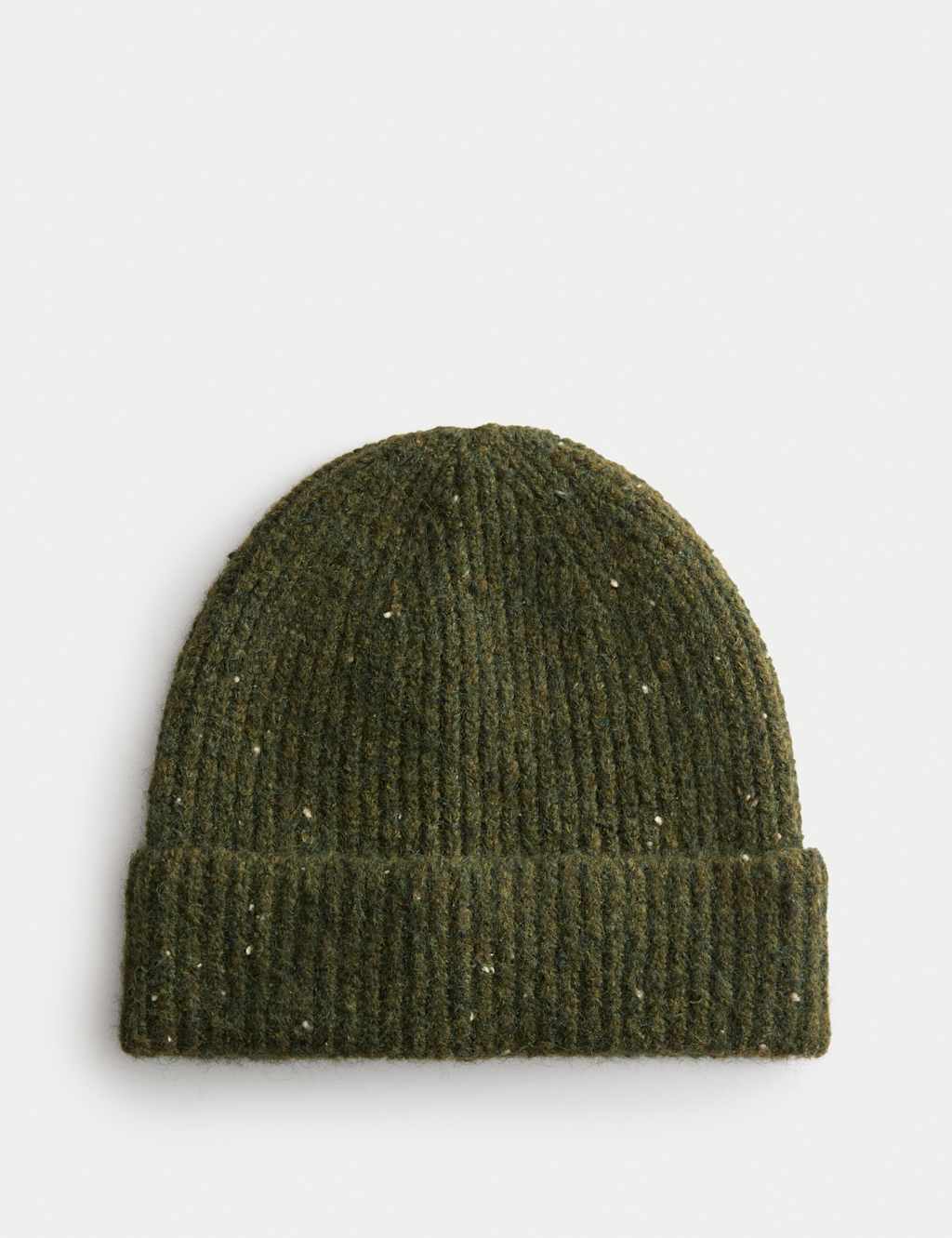 M&S Knitted Beanie Hat Green Mix