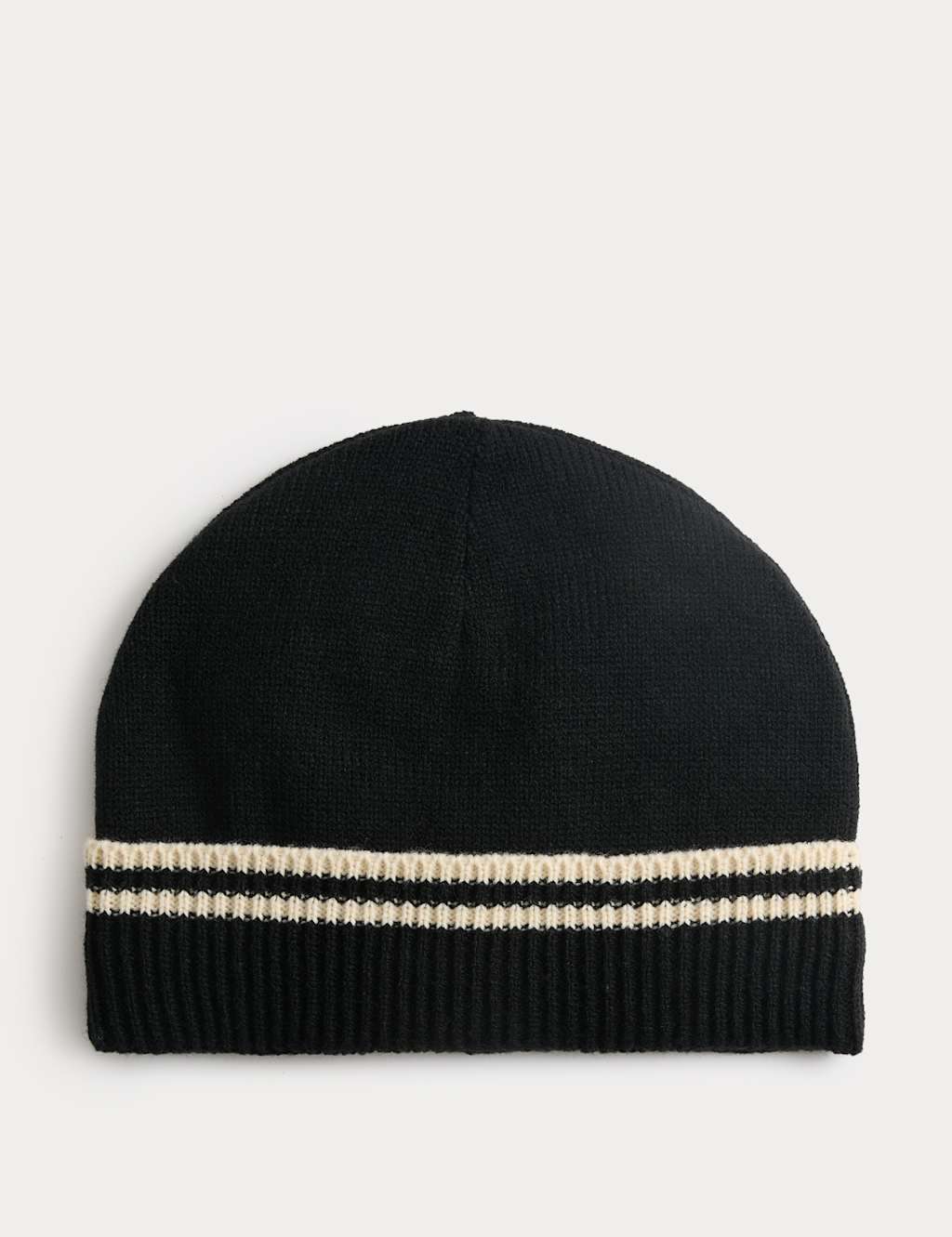 M&S Striped Thermowarmth Beanie Hat Black Mix